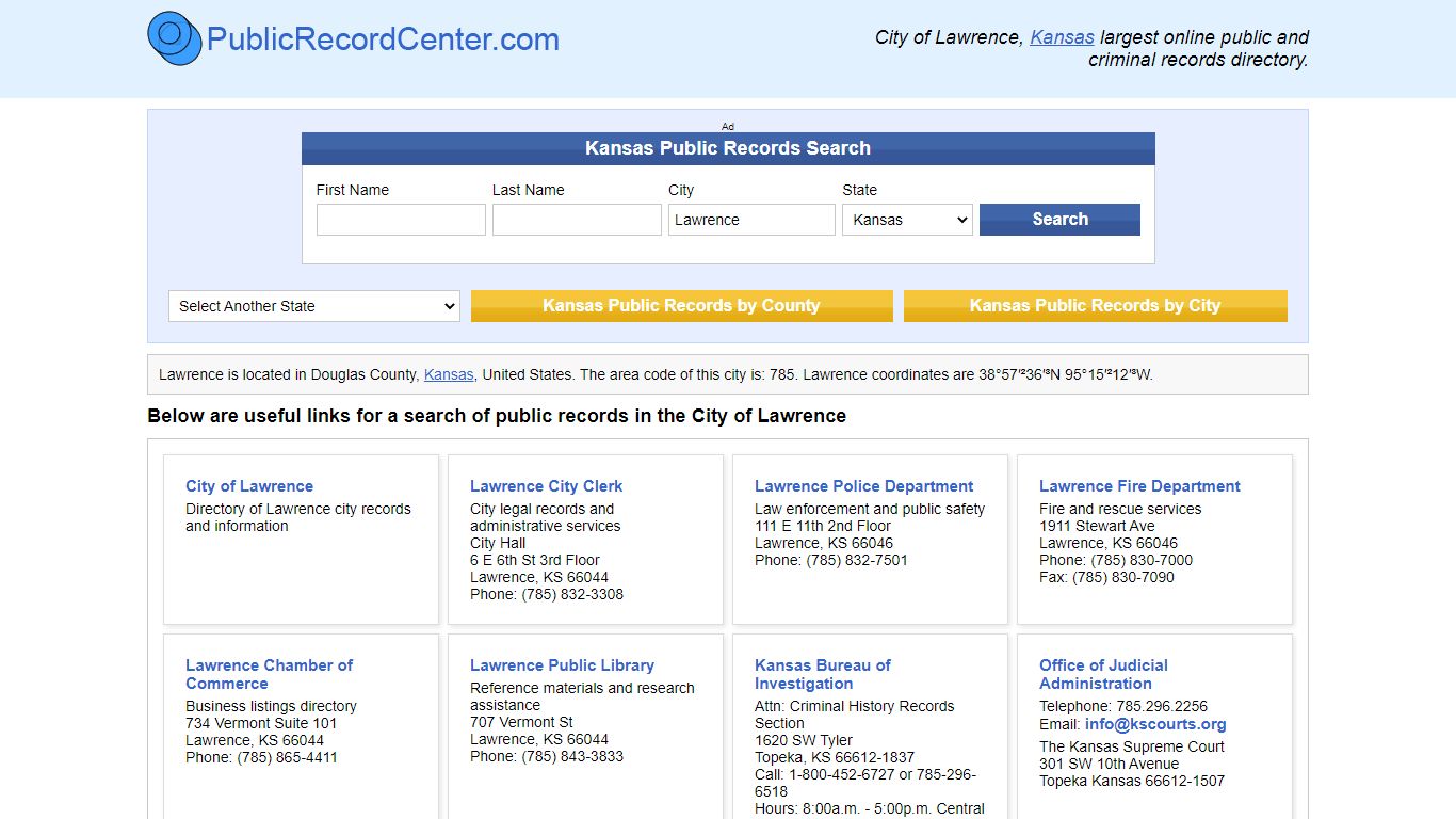 Lawrence, Kansas Public Records and Criminal Background Check